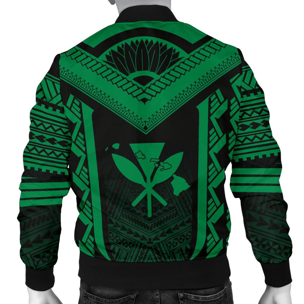 Hawaiian Kanaka Polynesian Men's Bomber Jacket Active Green - Polynesian Pride