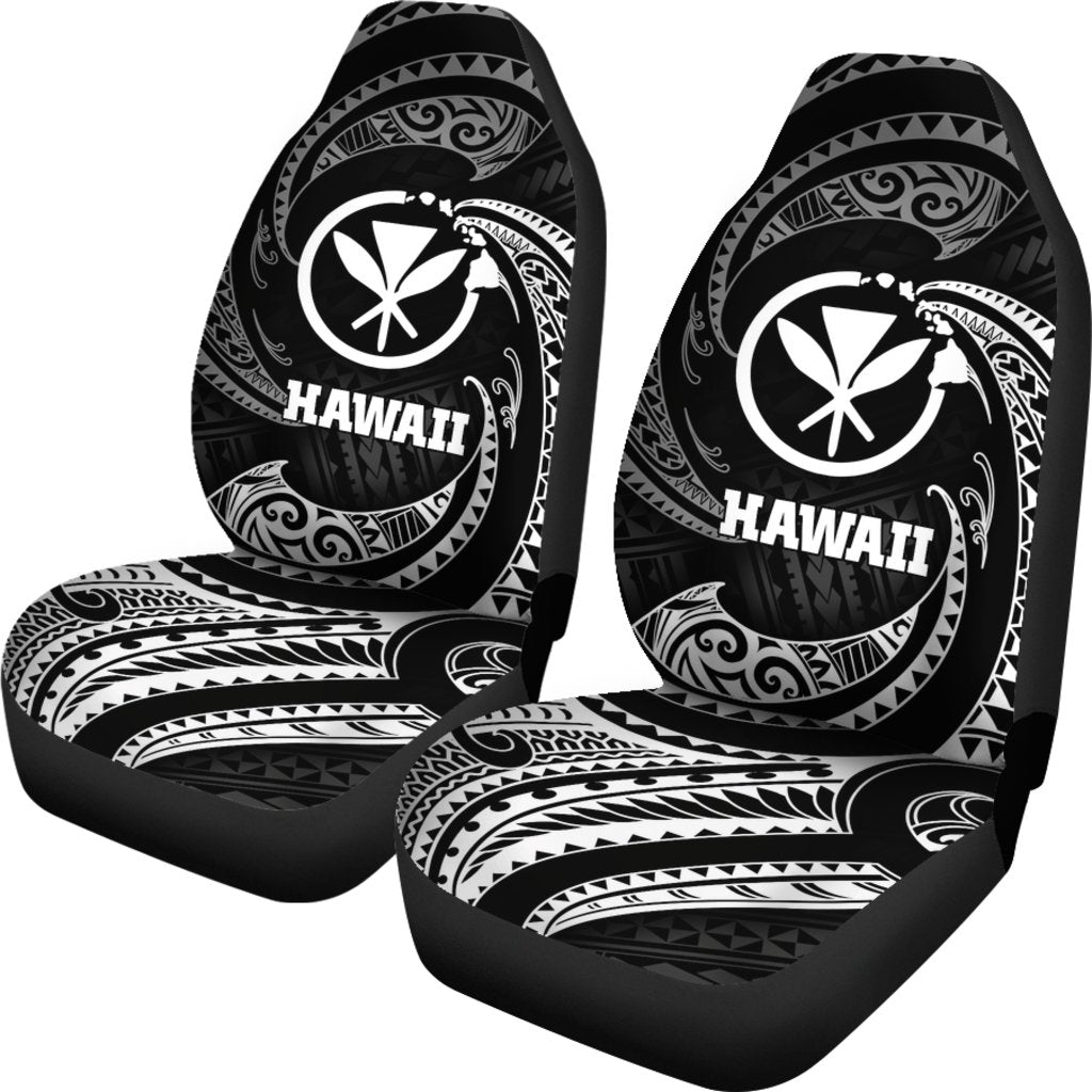Hawaii Polynesian Car Seat Covers - White Tribal Wave - Polynesian Pride