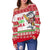 Polynesian Hawaii Ugly Christmas Women's Off Shoulder Sweater - Shark Version - Polynesian Pride