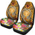 Hawaii Car Seat Covers - Turtle Plumeria Polynesian Tattoo Gold Color - Polynesian Pride