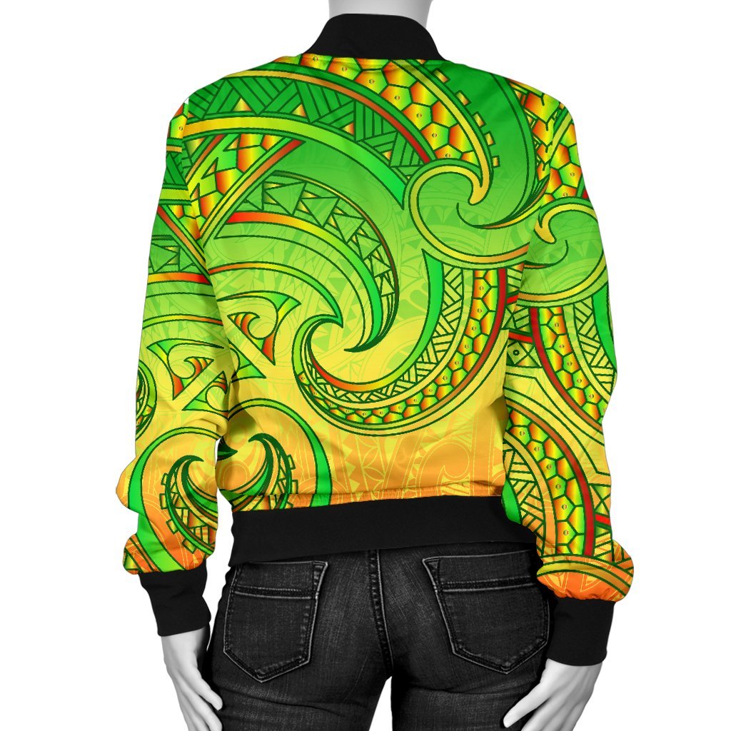 New Zealand Maori Mangopare Women Bomber Jacket Polynesian - Rasta - Polynesian Pride
