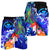 Polynesian Hawaii Men's Shorts - Kanaka Maoli Humpback Whale with Tropical Flowers (Blue) - Polynesian Pride