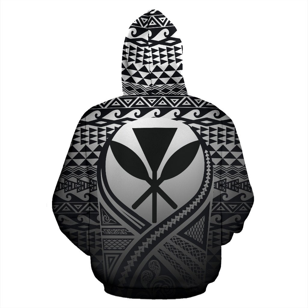 Kanaka Maoli All Over Hoodie Lift up Black - Polynesian Pride