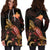 Papua New Guinea Polynesian Hoodie Dress - Turtle With Blooming Hibiscus Gold - Polynesian Pride