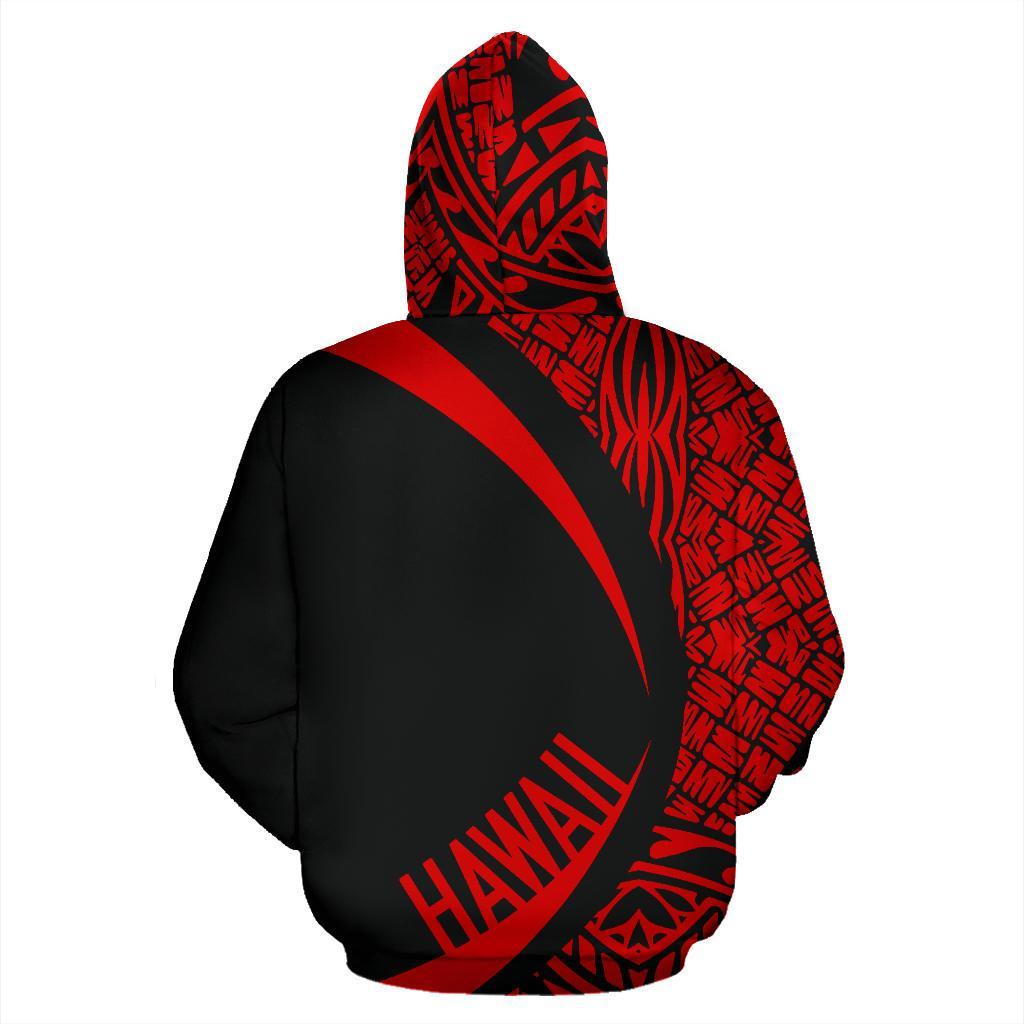 Polynesian Kanaka Maoli Map of Hawaii Hoodie Red Circle Style - Polynesian Pride