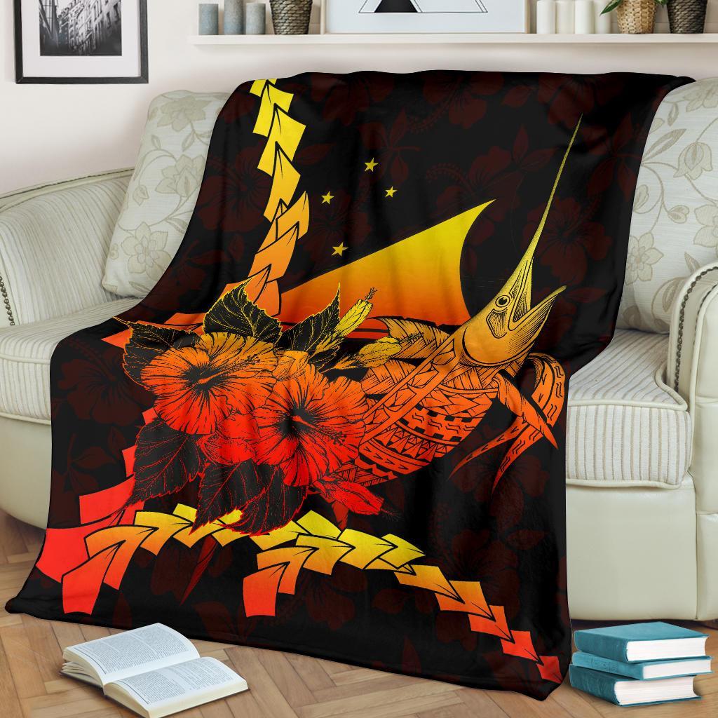 Tokelau Polynesian Premium Blanket - Swordfish With Hibiscus - Polynesian Pride
