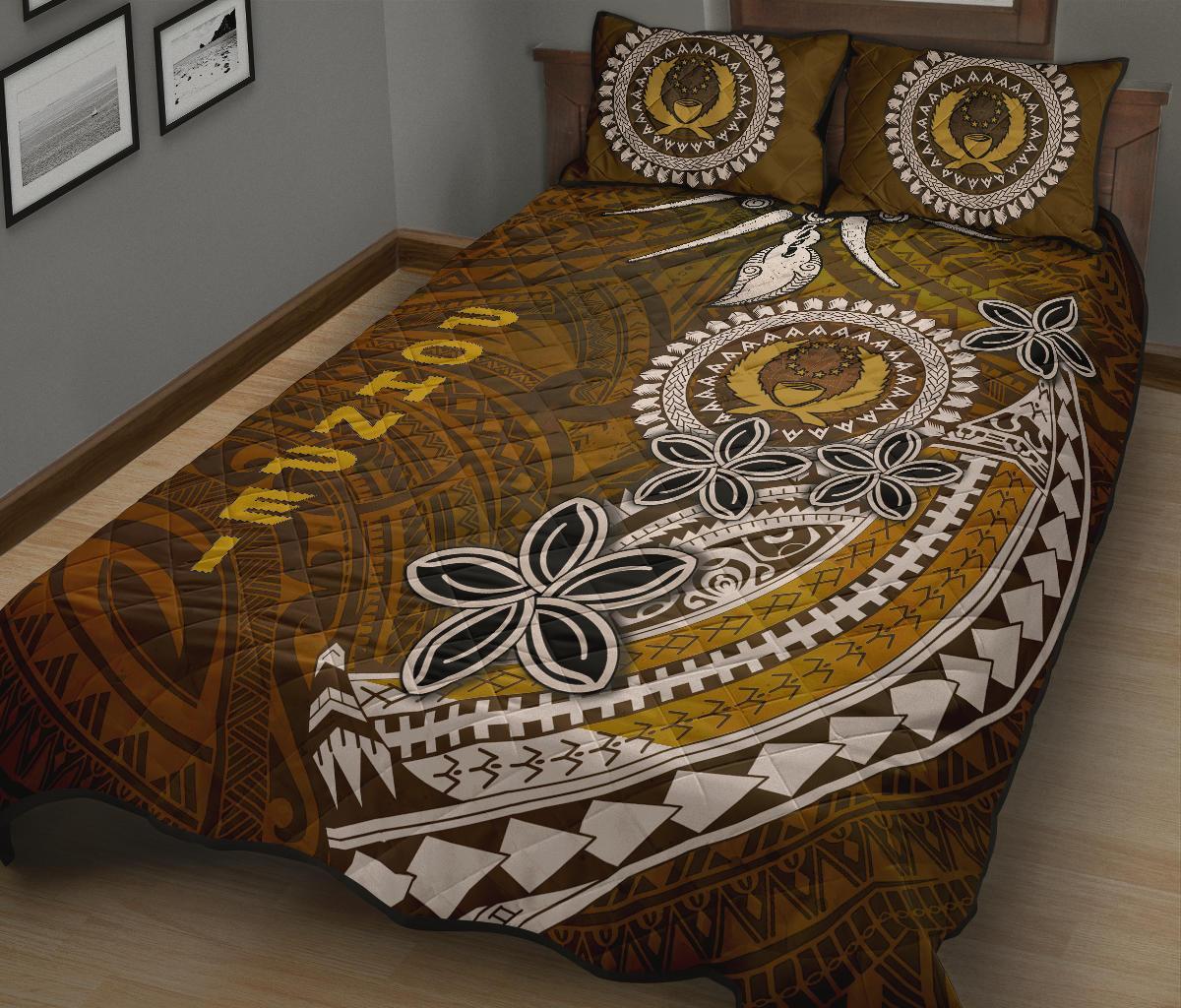 Pohnpei Quilt Bed Sets - Polynesian Boar Tusk Brown - Polynesian Pride