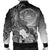 American Samoa Polynesian Custom Personalised Men's Bomber Jacket - Humpback Whale with Tropical Flowers (White) - Polynesian Pride