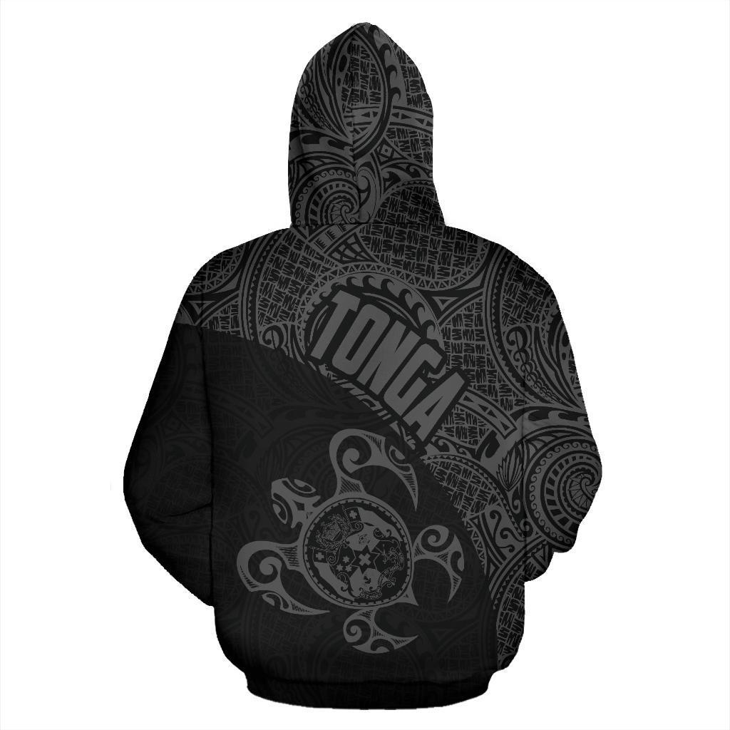 Tonga Zip up Hoodie Tonga Coat of Arms In Turtle Polynesian Tattoo 110 - Polynesian Pride