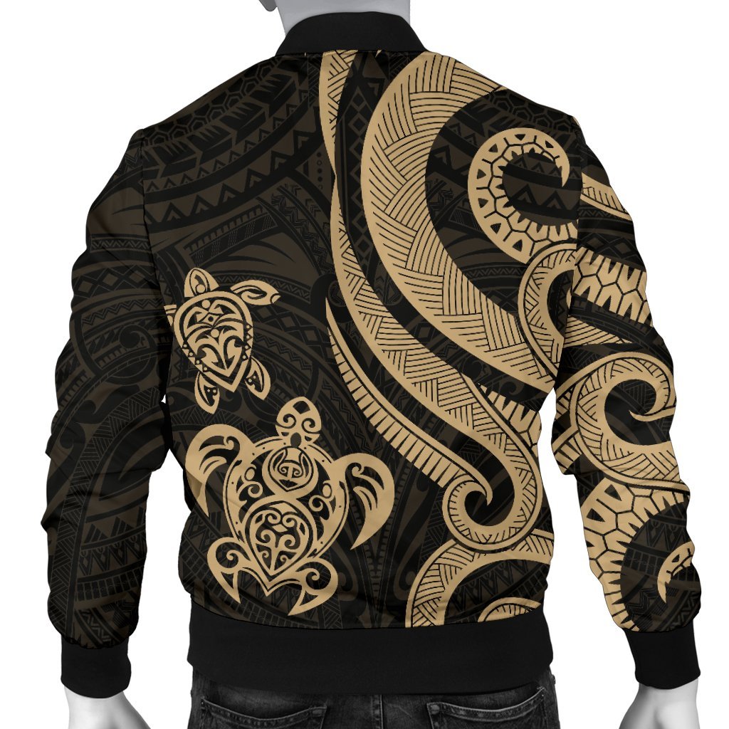 Northern Mariana Men's Bomber Jacket - Tentacle Turtle Gold - Polynesian Pride