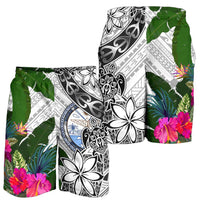 Marshall Islands Men's Short White - Turtle Plumeria Banana Leaf Crest - Polynesian Pride