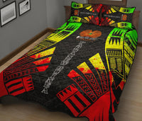 Papua New Guinea Quilt Bed Set - Papua New Guinea Coat Of Arms & Polynesian Reggae Tattoo Style - Polynesian Pride