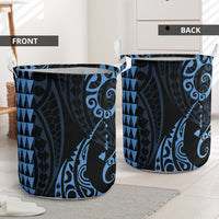 Kakau Polynesian Map Hawaii Laundry Basket Pastel Blue AH - Polynesian Pride