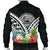 American Samoa Men's Bomber Jacket - Yap Coat of Arms & Polynesian Tropical Flowers White - Polynesian Pride