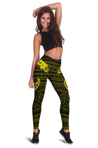 Hawaii Hibiscus Banzai Surfing Women's Legging Yellow - Polynesian Pride