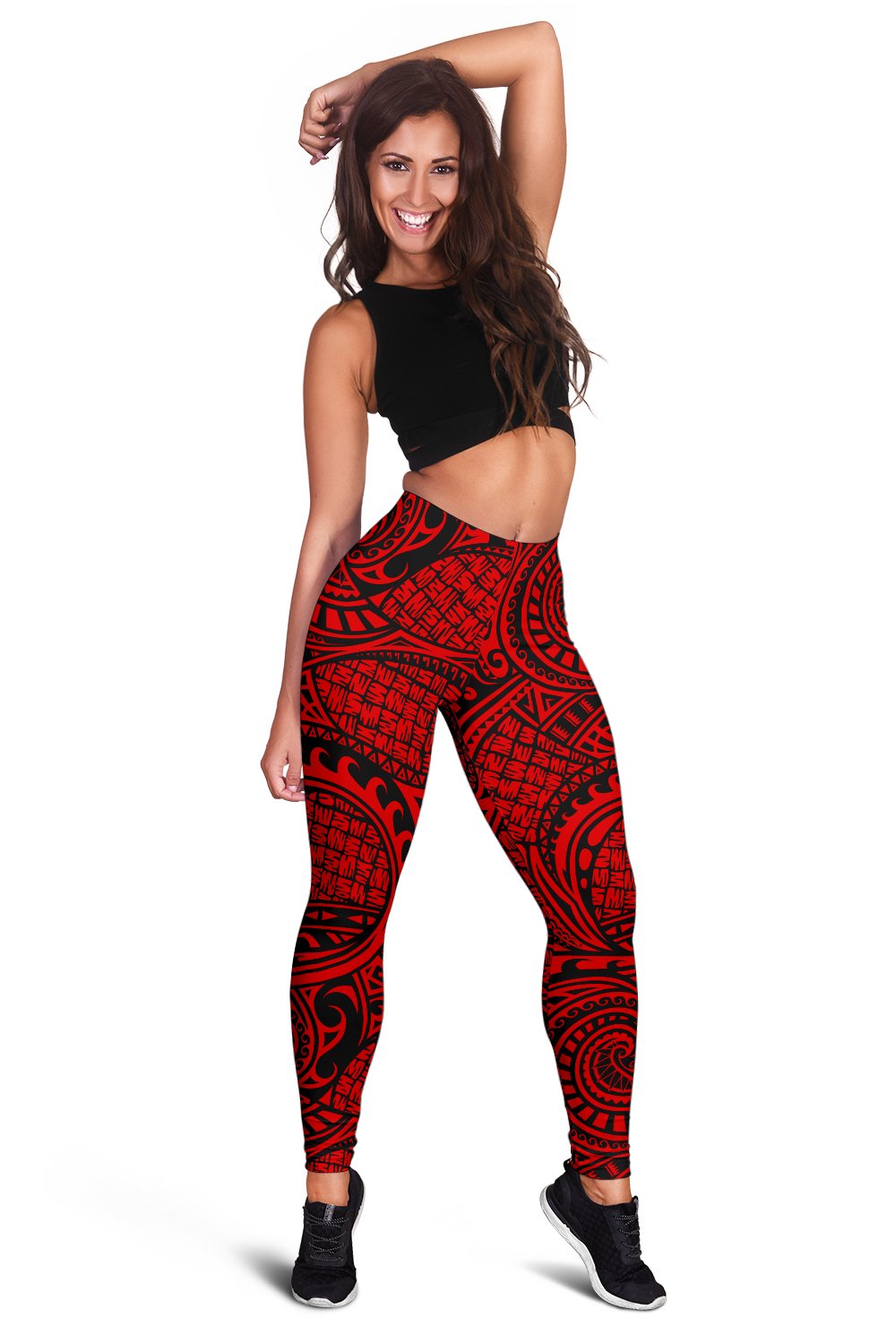 Polynesian Maori Lauhala Red Hawaii Women's Leggings AH - Polynesian Pride