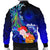 Marshall Islands Custom Personalised Men's Bomber Jackets - Humpback Whale with Tropical Flowers (Blue) - Polynesian Pride