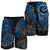 Tahiti Polynesian Men Shorts - Blue Turtle Hibiscus Flowing - Polynesian Pride