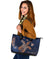 Personalized - Hawaii Kakau Polynesian Turtle Map Large Leather Tote Bag - Indigo - Polynesian Pride