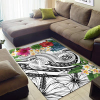 Polynesian Hawaii Area Rug - Summer Plumeria (White) - Polynesian Pride