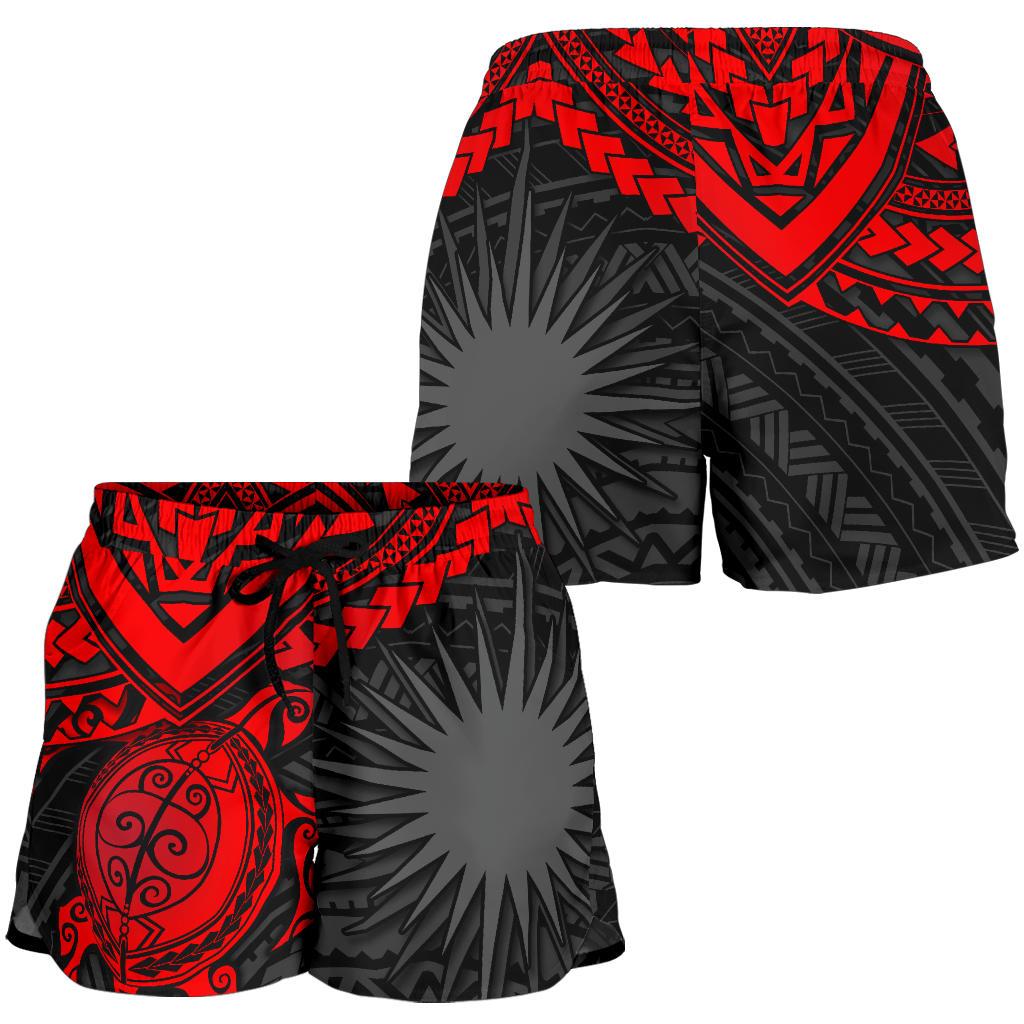 Marshall Islands Polynesian Shorts (Women) - Red Turtle - Polynesian Pride