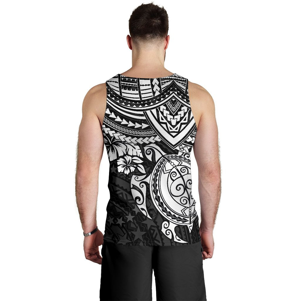 Cook Islands Polynesian Tank Top (Men) - White Turtle - Polynesian Pride