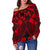 Tonga Polynesian Women's Off Shoulder Sweater - Tonga Red Seal with Polynesian tattoo - Polynesian Pride