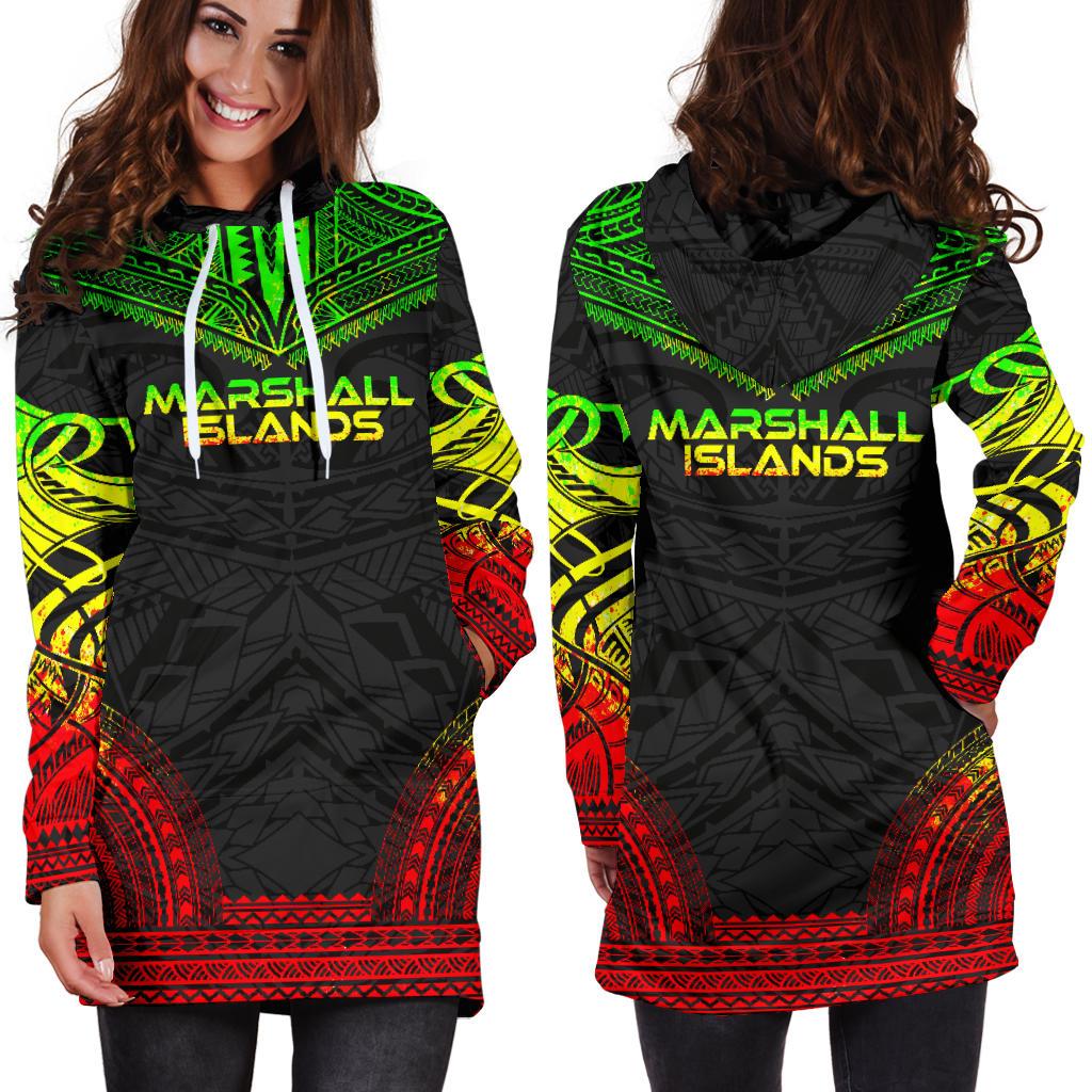 Marshall Islands Women's Hoodie Dress - Polynesian Reggae Chief - Polynesian Pride