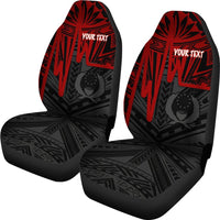 Pohnpei Personalised Car Seat Covers - Pohnpei Seal In Heartbeat Patterns Style (Red) - Polynesian Pride