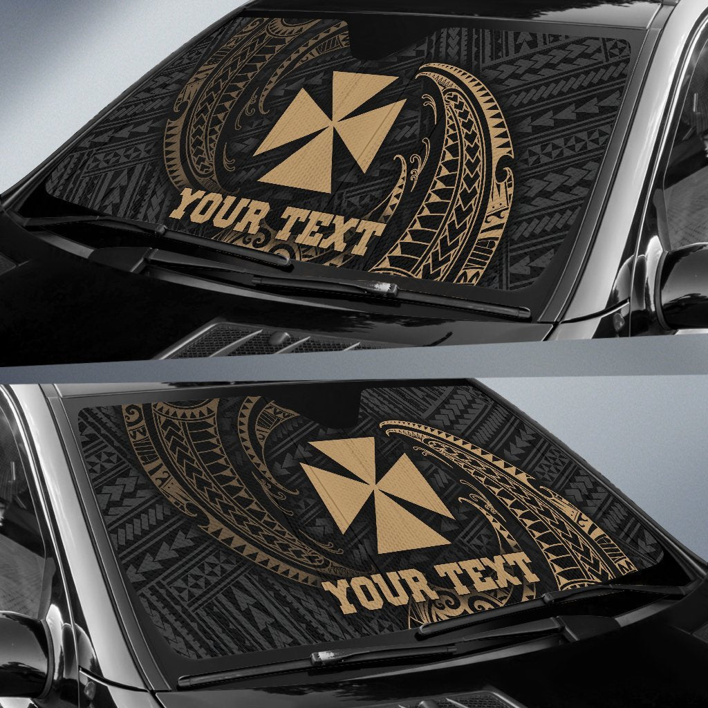 Polynesian Wallis and Futuna Custom Personalised Sun Shades - Gold Tribal Wave - Polynesian Pride