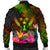 Kosrae Polynesian Men's Bomber Jacket - Hibiscus and Banana Leaves - Polynesian Pride