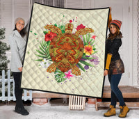 Hawaii Turtle Life Hibiscus Design Premium Quilt - Polynesian Pride