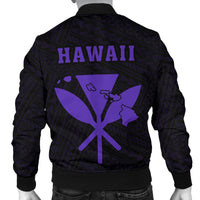 Hawaii Kakau Polynesian Kanaka Map Men's Bomber Jacket - Purple - Polynesian Pride