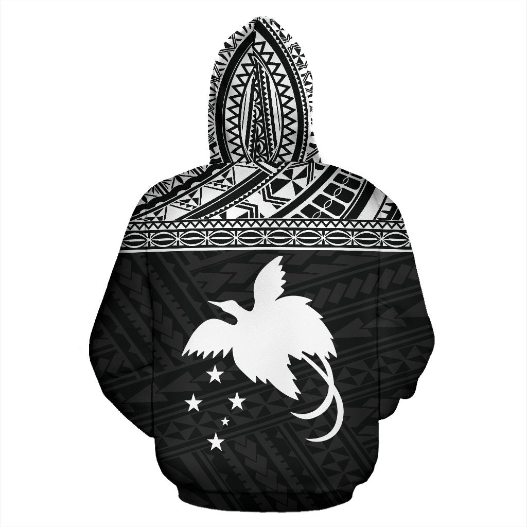 Papua New Guinea Polynesian ll Over Hoodie Black Horizontal - Polynesian Pride