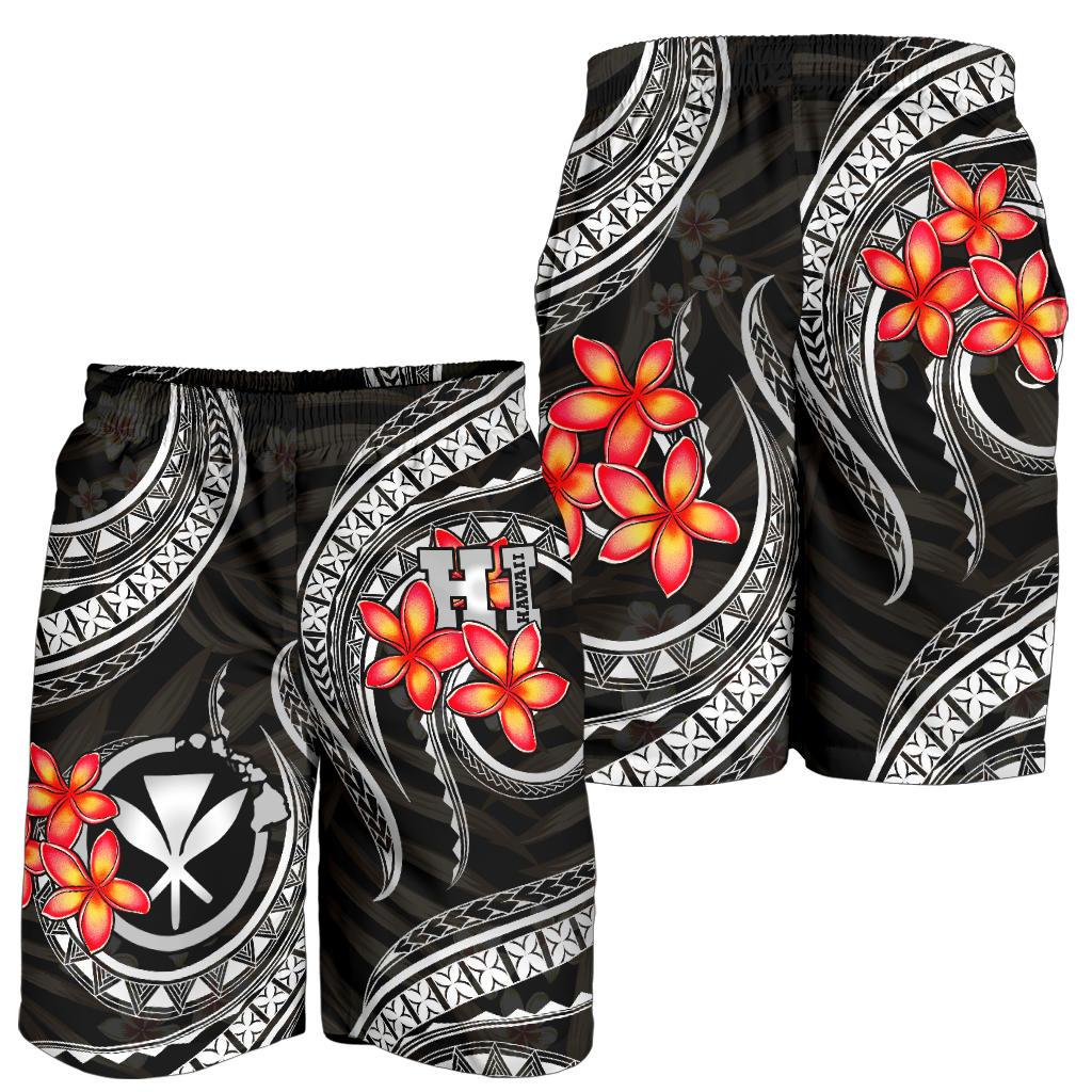 Polynesian Hawaii Men Shorts - Black Plumeria BLACK - Polynesian Pride