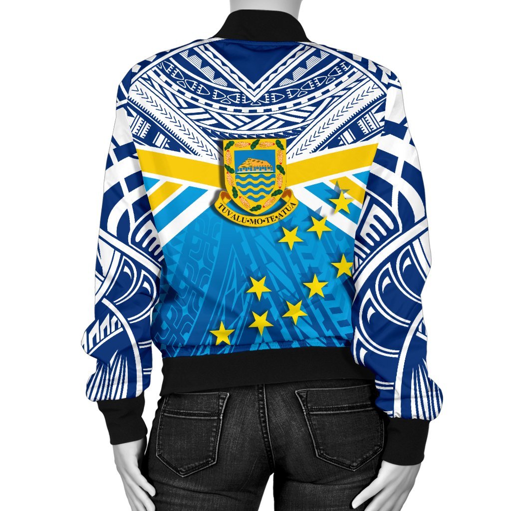 Tuvalu Rugby Women Bomber Jacket Polynesian Flag - Polynesian Pride