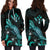 Kosrae Polynesian Hoodie Dress - Turtle With Blooming Hibiscus Turquoise - Polynesian Pride