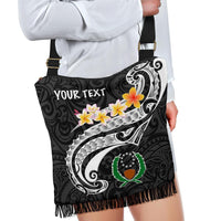 Pohnpei Custom Personalised Crossbody Boho Handbag - Pohnpei Seal Polynesian Patterns Plumeria (Black) - Polynesian Pride