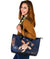 Personalized - Hawaii Kakau Polynesian Turtle Map Large Leather Tote Bag - Indigo Ver 1 - Polynesian Pride