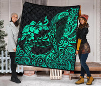 Polynesian Hawaii Premium Quilt - Polynesian Turquoise Humpback Whale - Polynesian Pride