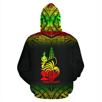New Caledonia Polynesian All Over Custom Zip up Hoodie Reggae Fog Style - Polynesian Pride