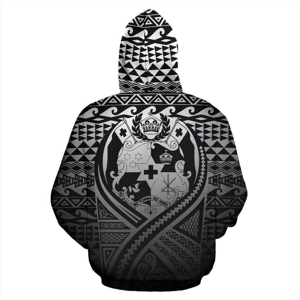 Tonga All Over Zip up Hoodie Lift up Black - Polynesian Pride