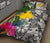 Papua New Guinea Quilt Bed Set White - Turtle Plumeria Banana Leaf - Polynesian Pride