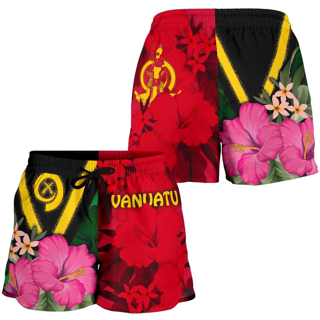 Vanuatu Women's Shorts - Vanuatu Flag with Hibiscus - Polynesian Pride