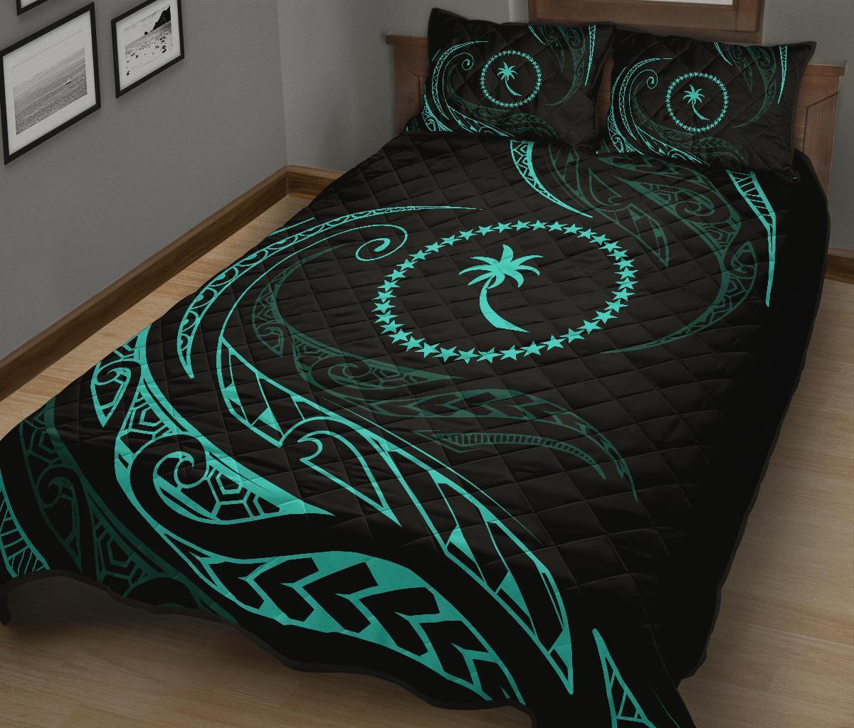 Chuuk Islands Quilt Bed Set - Turquoise - Frida Style - Polynesian Pride
