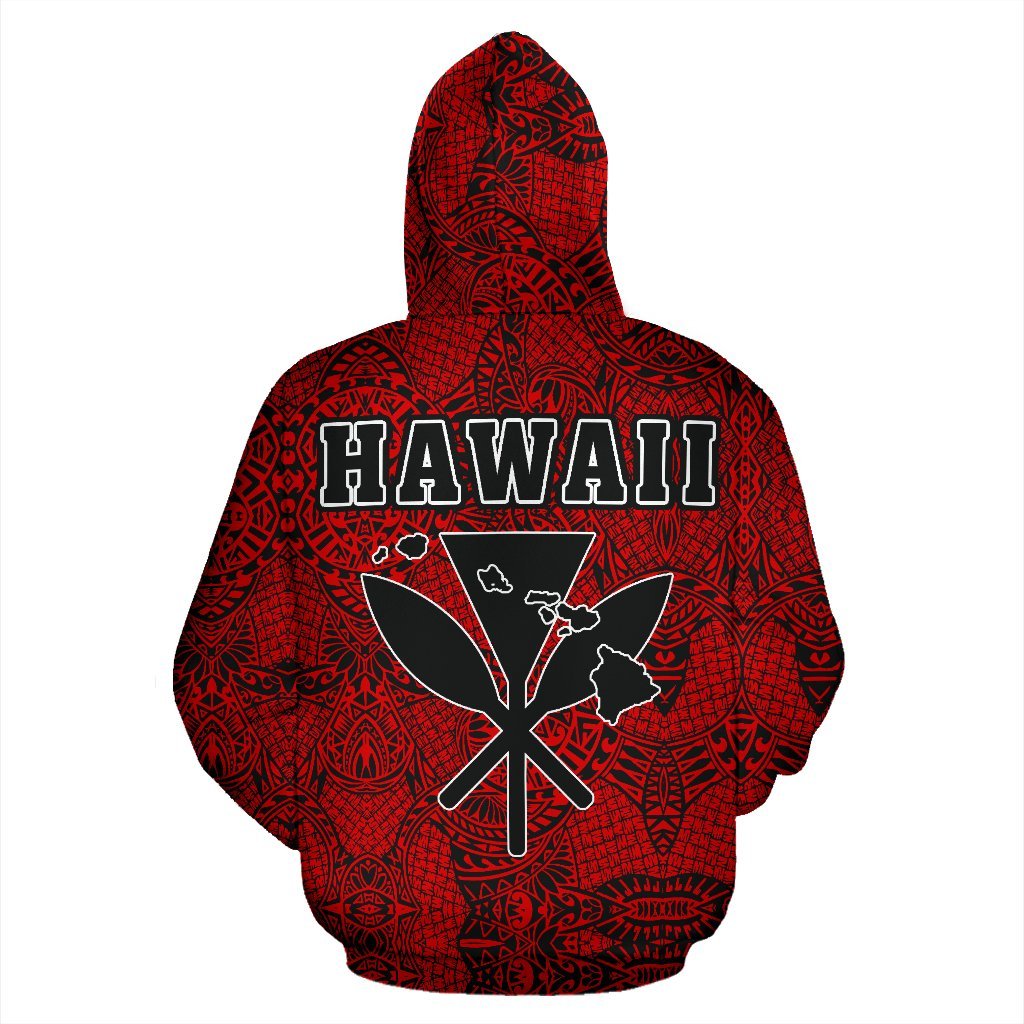 Polynesian Kanaka Maoli Hawaii Zip Hoodie Red - Polynesian Pride