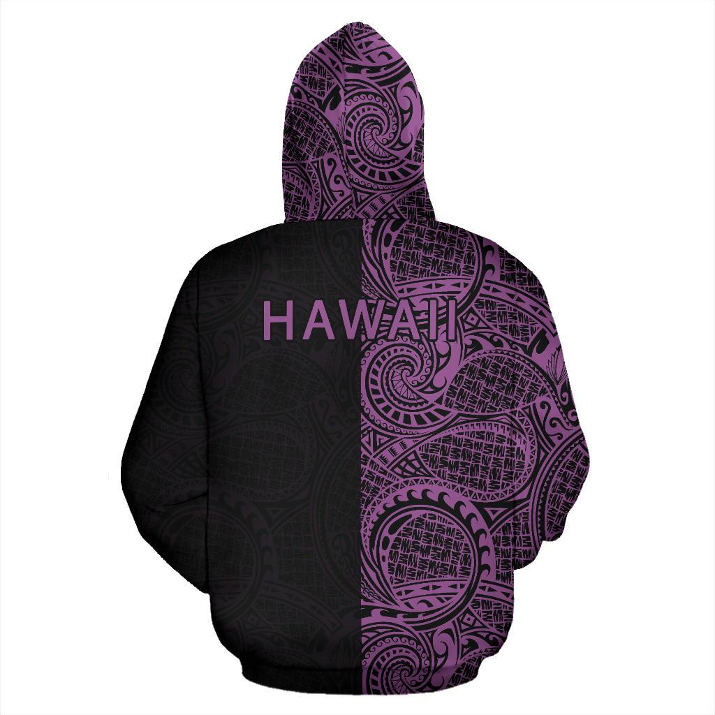 Hibiscus Hoodie Zip up Polynesian Half Style Violet - Polynesian Pride