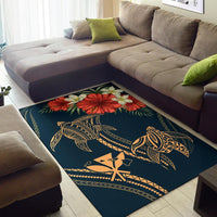 Hawaii Polynesian Turtle Hibiscus Rug - Nolan Style - Polynesian Pride
