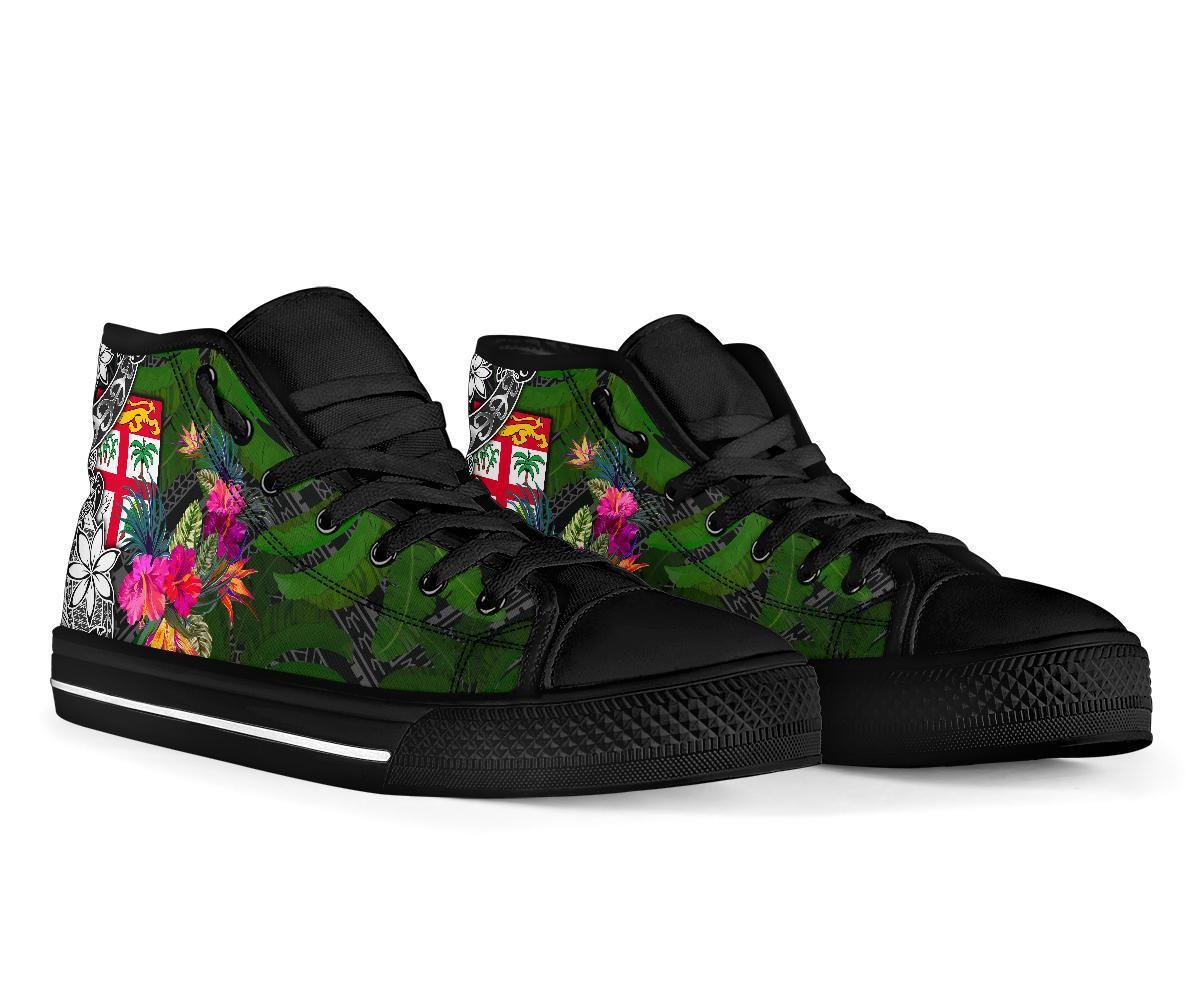 Fiji High Top Shoes - Turtle Plumeria Banana Leaf - Polynesian Pride
