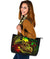 Papua New Guinea Large Leather Tote Bag - Reggae Shark Polynesian Tattoo - Polynesian Pride